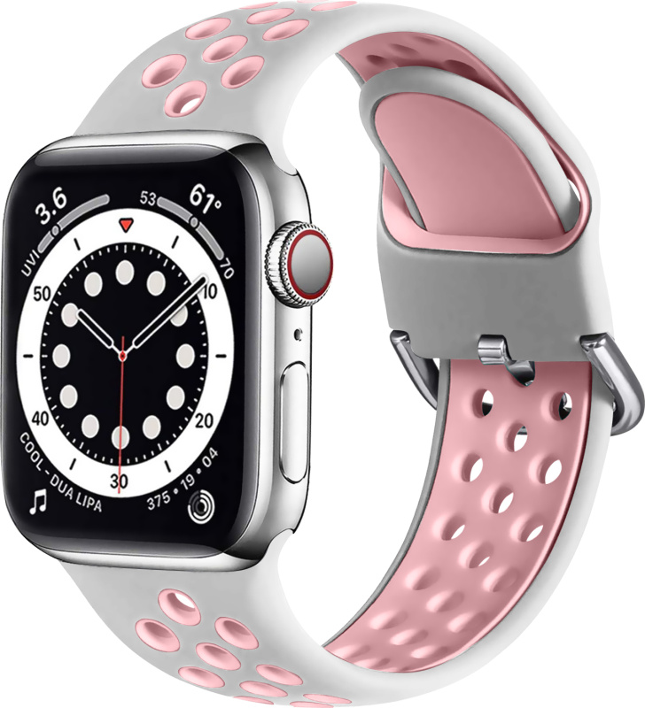 Dvoubarevný perforovaný řemínek s přezkou pro Apple Watch 38/40/41/42(S10)mm Barevná varianta: Bílo-Růžový