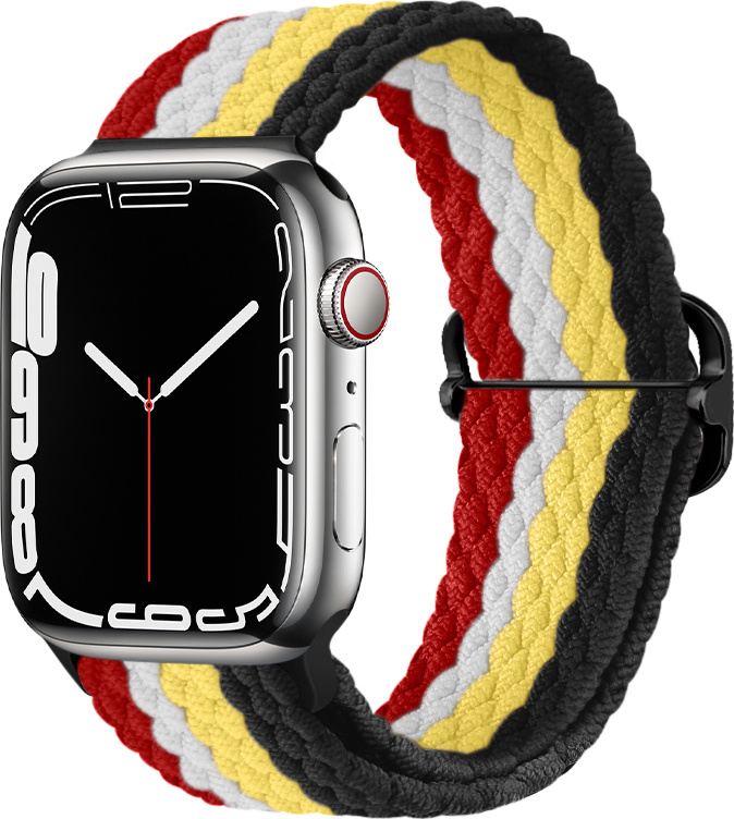 Pletený řemínek se sponou pro Apple Watch 38/40/41/42(S10)mm Barevná varianta: Červeno-žluto-černý