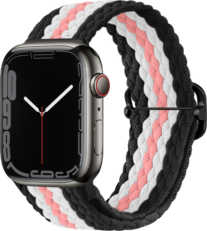 Pletený řemínek se sponou pro Apple Watch 42/44/45/46/49mm Barevná varianta: Čeno-bílo-růžový