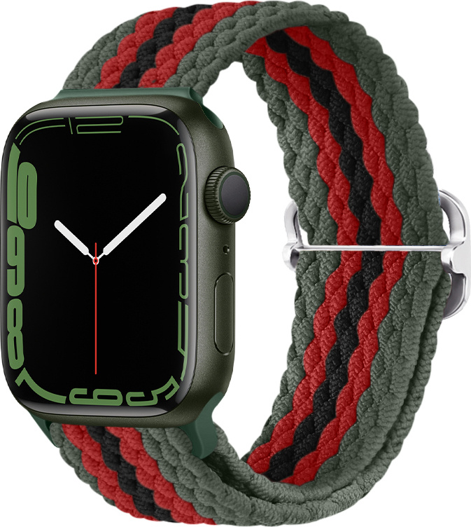 Pletený řemínek se sponou pro Apple Watch 38/40/41/42(S10)mm Barevná varianta: Khaki-červeno-černý
