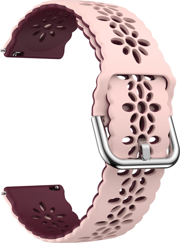 20mm řemínek dvojbarevný s perforováním a přezkovým zapínáním Barevná varianta: Růžovo-vínový