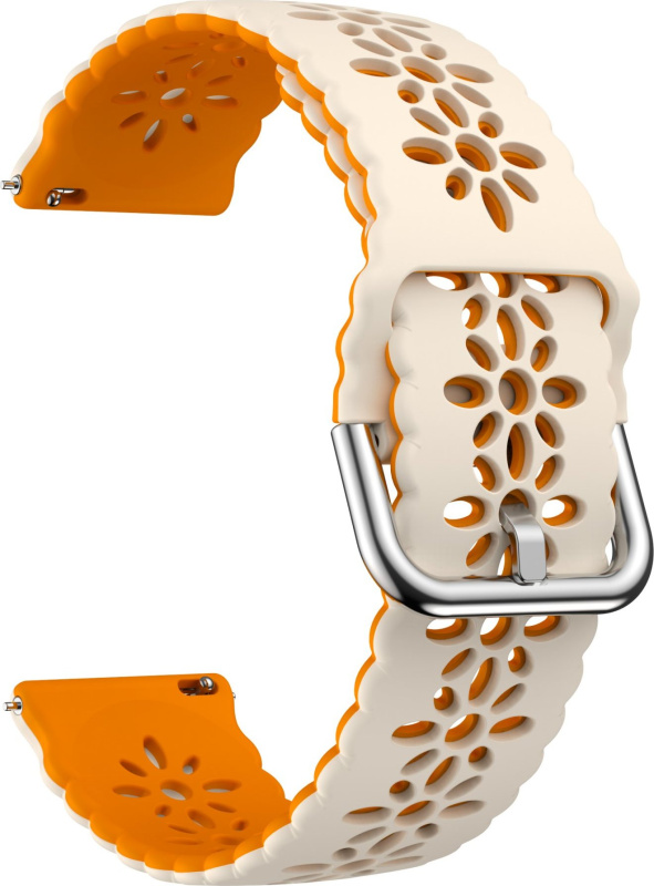 20mm řemínek dvojbarevný s perforováním a přezkovým zapínáním Barevná varianta: Béžovo-oranžový