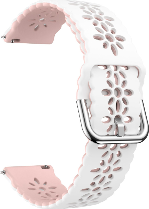 20mm řemínek dvojbarevný s perforováním a přezkovým zapínáním Barevná varianta: Bílo-Růžový