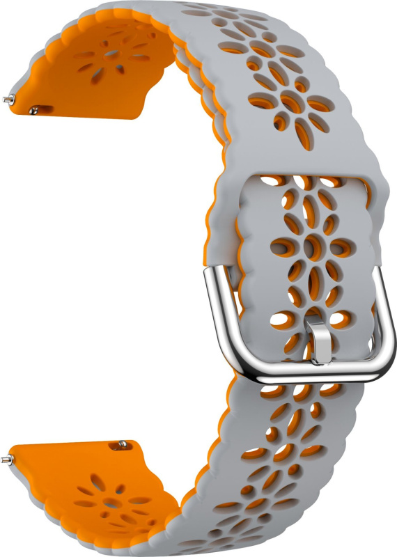 20mm řemínek dvojbarevný s perforováním a přezkovým zapínáním Barevná varianta: Šedo-Oranžový