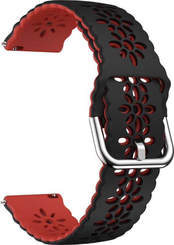 20mm řemínek dvojbarevný s perforováním a přezkovým zapínáním Barevná varianta: Černo-Červený
