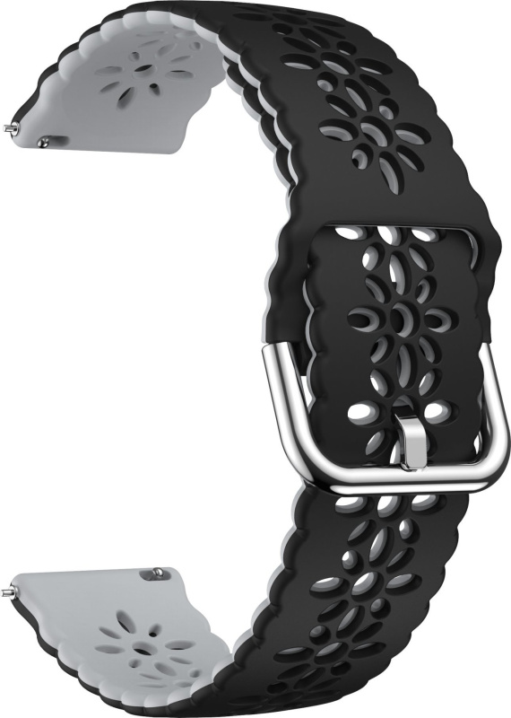 20mm řemínek dvojbarevný s perforováním a přezkovým zapínáním Barevná varianta: Černo-Šedý