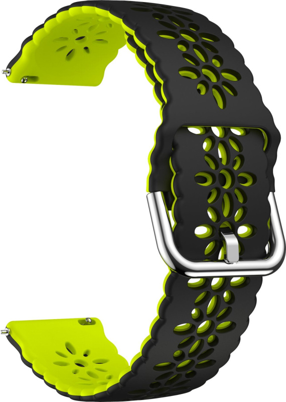 20mm řemínek dvojbarevný s perforováním a přezkovým zapínáním Barevná varianta: Černo-Zelený