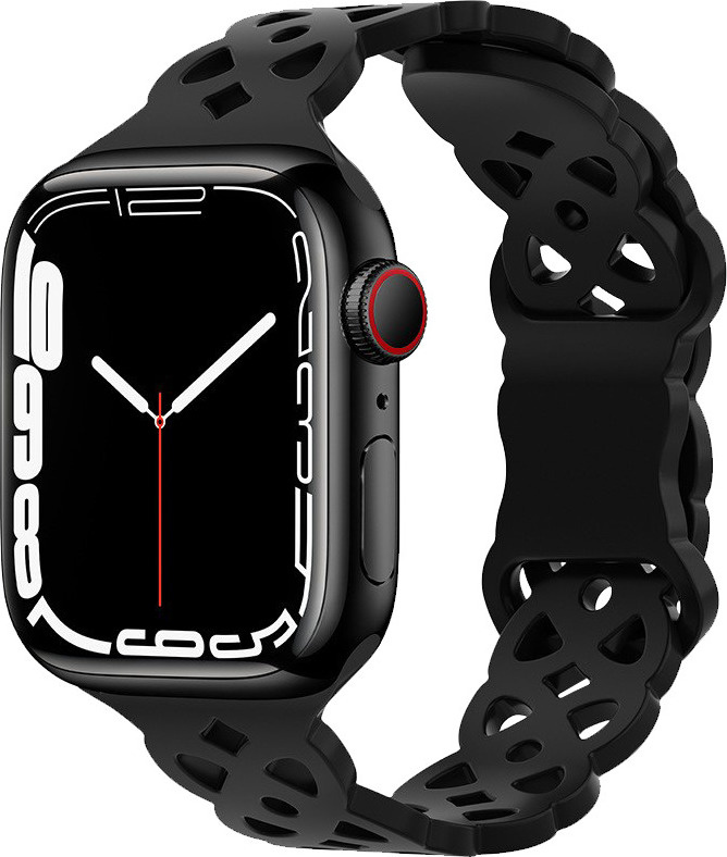 Silikonový úzký perforovaný řemínek pro Apple Watch 42/44/45/46/49mm Barevná varianta: Černý
