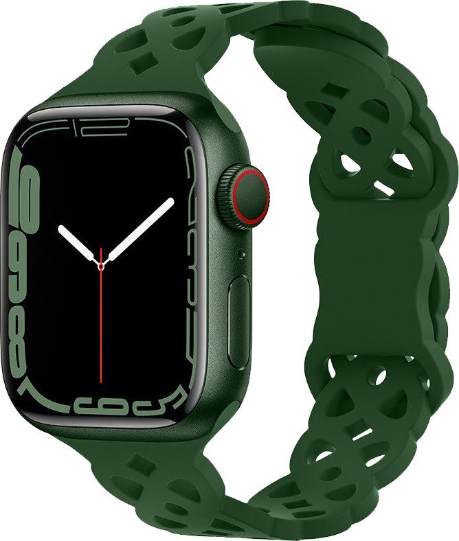 Silikonový úzký perforovaný řemínek pro Apple Watch 42/44/45/46/49mm Barevná varianta: Tmavě zelený