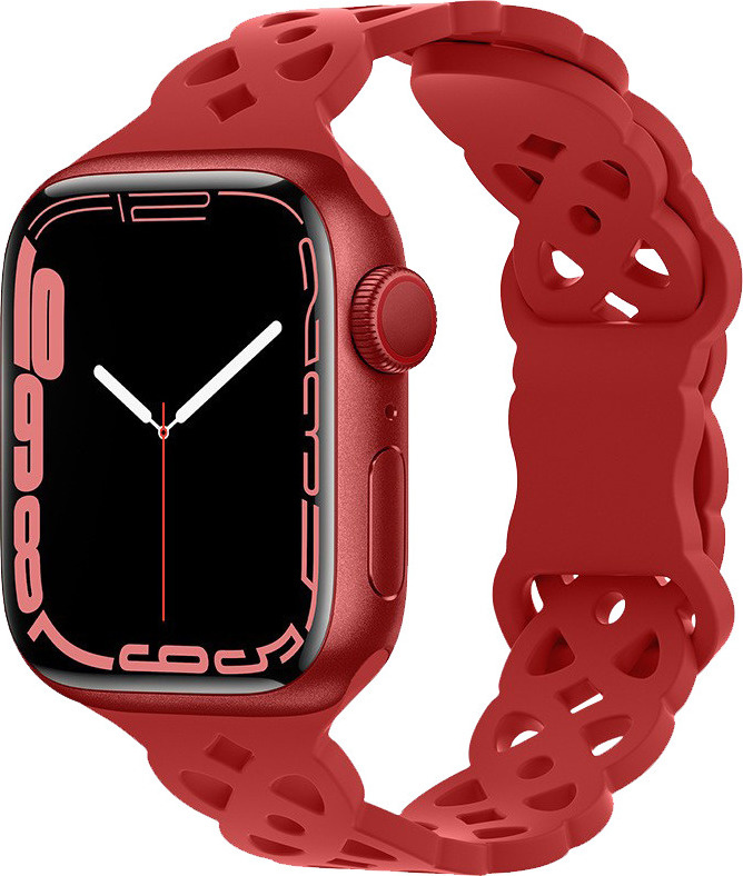 Silikonový úzký perforovaný řemínek pro Apple Watch 38/40/41/42(S10)mm Barevná varianta: Červený