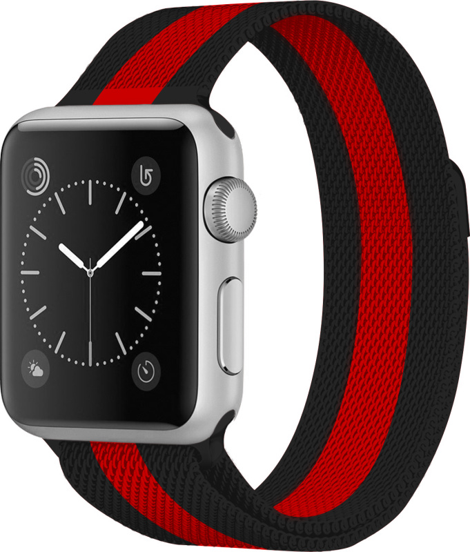 Milánský tah magnetický pro Apple Watch 42/44/45/46/49mm Barevná varianta: Černo-Červená