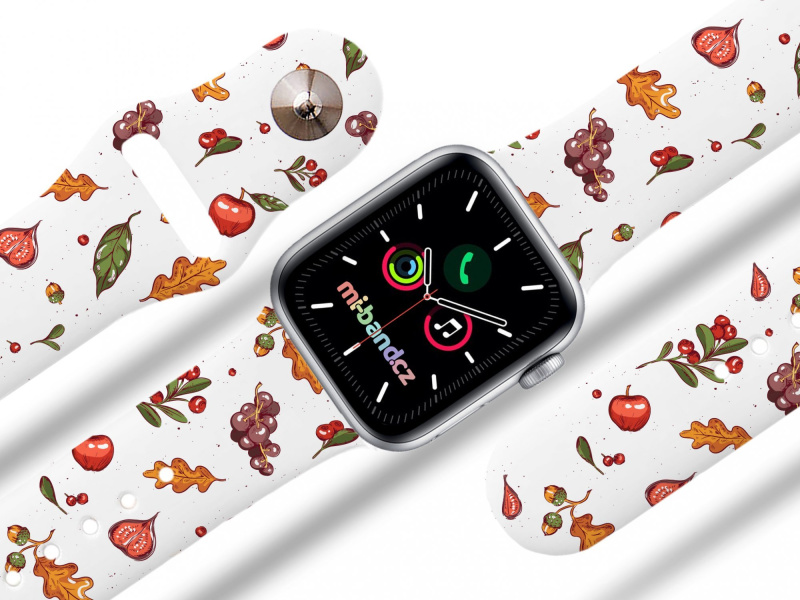 Mi-band Apple watch řemínek Podzimní nadílka Barva: Bílá, Rozměr: 42/44/45/46/49mm