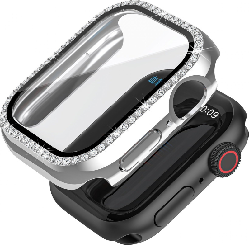 Ochranné kamínkové pouzdro se sklíčkem pro Apple Watch 45mm Barevná varianta: Stříbrný