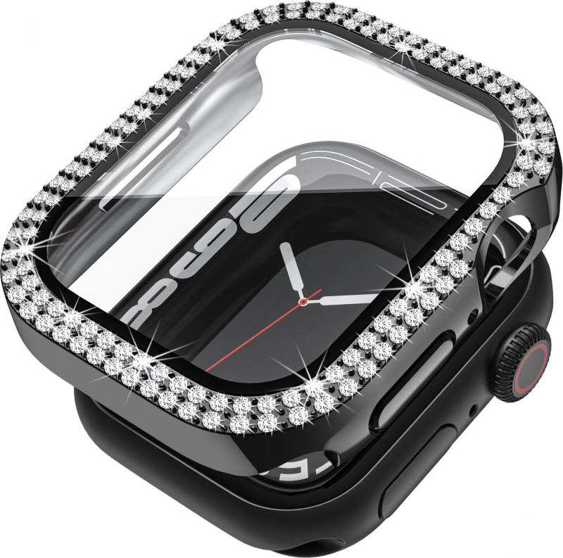 Ochranné dvojité kamínkové pouzdro se sklíčkem pro Apple Watch 41mm Barva: černý