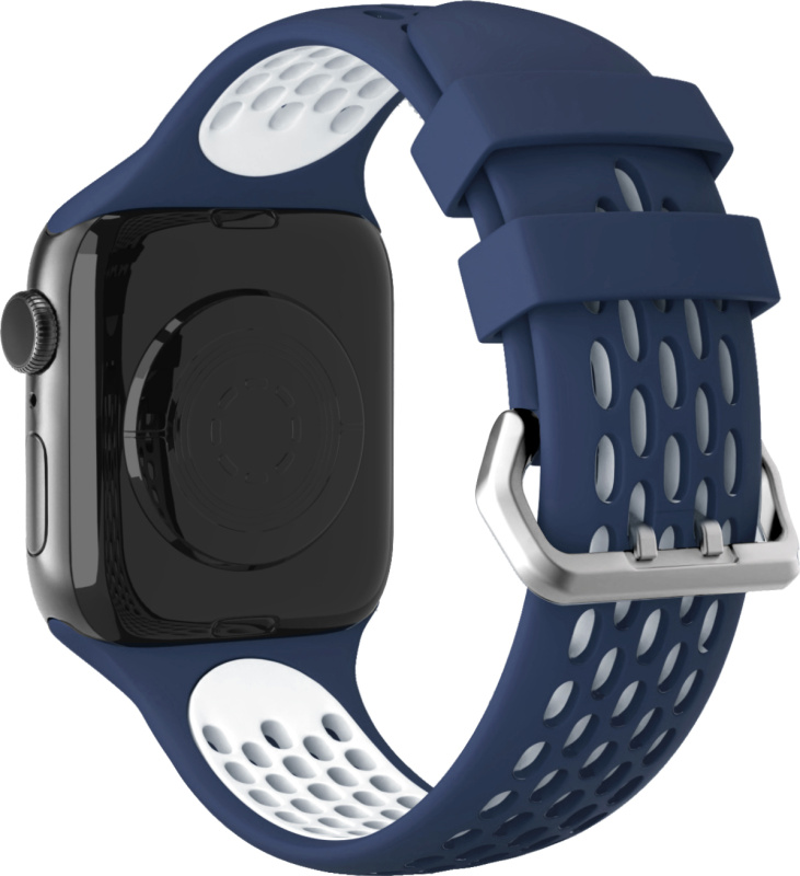 Perforovaný řemínek s dvojitým zapínáním pro Apple Watch 38/40/41/42(S10)mm Barevná varianta: Tmavěmodro-Bílý