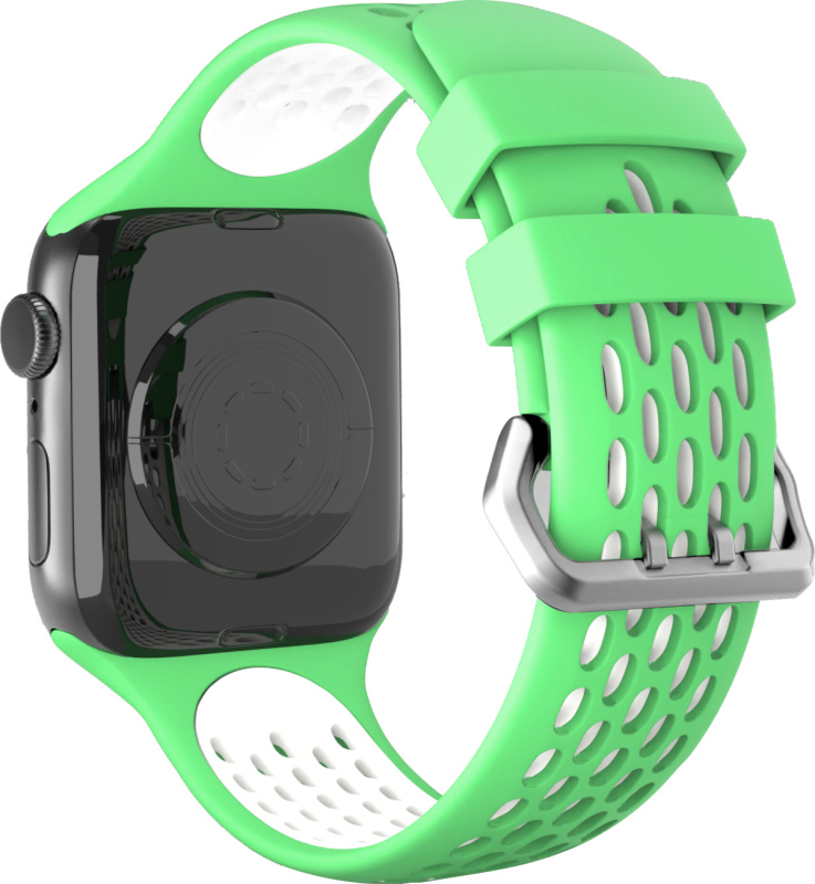 Perforovaný řemínek s dvojitým zapínáním pro Apple Watch 38/40/41/42(S10)mm Barevná varianta: Zeleno-bílý