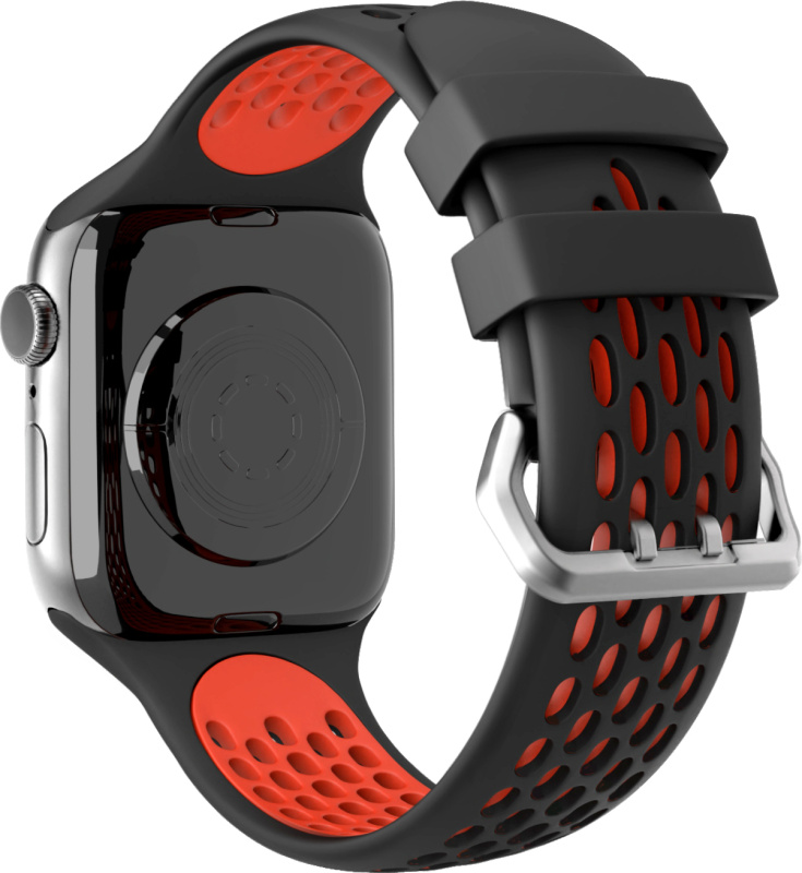 Perforovaný řemínek s dvojitým zapínáním pro Apple Watch 38/40/41/42(S10)mm Barevná varianta: Černo-Červený