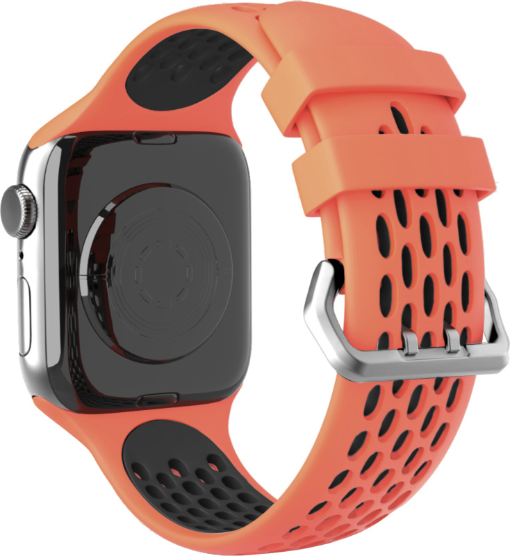 Perforovaný řemínek s dvojitým zapínáním pro Apple Watch 38/40/41/42(S10)mm Barevná varianta: Oranžovo-černý