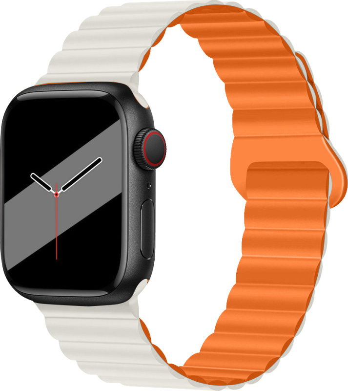 Silikonový magnetický řemínek pro Apple Watch 38/40/41/42(S10)mm Barva: Béžovo-oranžová