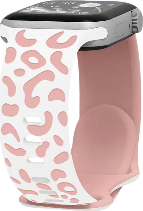 Gravírované zvířecí vzory řemínek pro Apple Watch 38/40/41/42(S10)mm Barva: Bílo-růžová