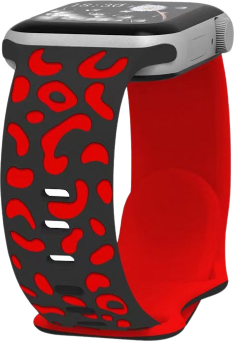 Gravírované zvířecí vzory řemínek pro Apple Watch 38/40/41/42(S10)mm Barva: Černo-Červená