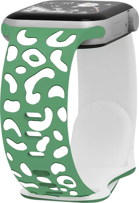 Gravírované zvířecí vzory řemínek pro Apple Watch 38/40/41/42(S10)mm Barva: Zeleno-Bílá