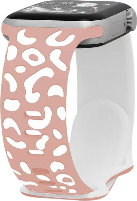 Gravírované zvířecí vzory řemínek pro Apple Watch 42/44/45/46/49mm Barva: Růžovo-Bílá