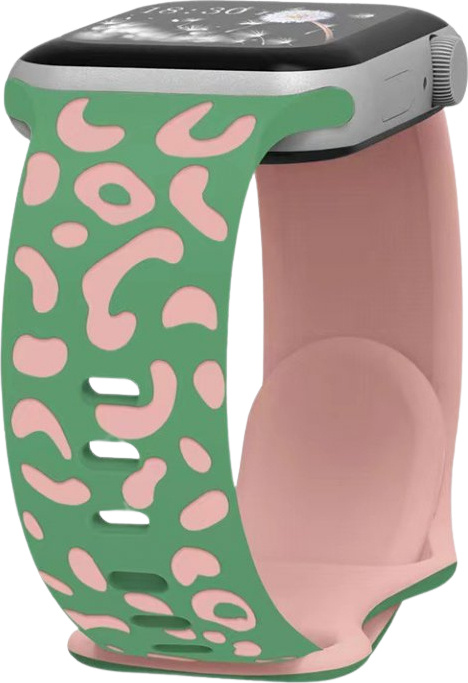 Gravírované zvířecí vzory řemínek pro Apple Watch 42/44/45/46/49mm Barva: Zeleno-růžová