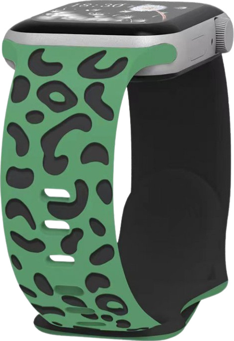 Gravírované zvířecí vzory řemínek pro Apple Watch 42/44/45/46/49mm Barva: Zeleno-černá