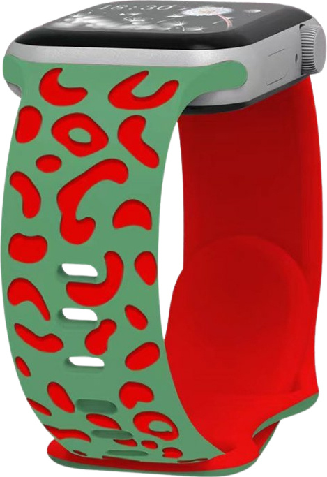 Gravírované zvířecí vzory řemínek pro Apple Watch 42/44/45/46/49mm Barva: Zeleno-červená