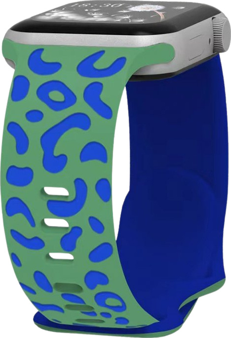 Gravírované zvířecí vzory řemínek pro Apple Watch 38/40/41/42(S10)mm Barva: Zeleno-modrá