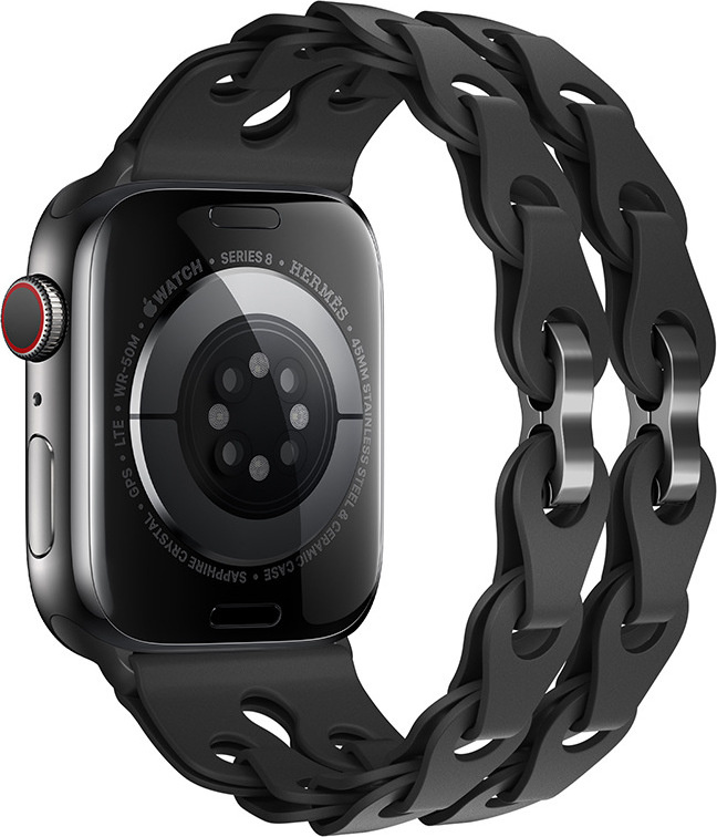 Silikonový řetízkový řemínek pro Apple Watch 38/40/41/42(S10)mm Barva náramku: Černá