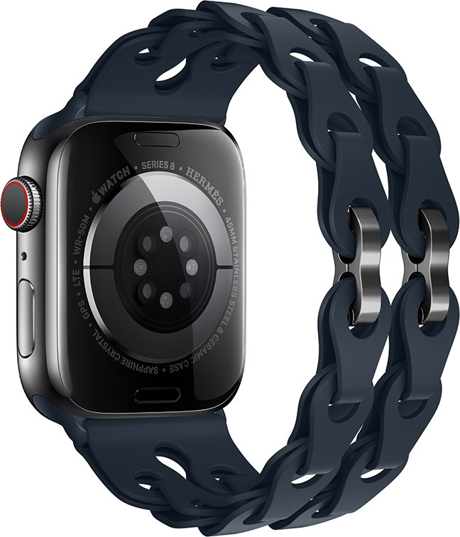 Silikonový řetízkový řemínek pro Apple Watch 38/40/41/42(S10)mm Barva náramku: Tmavě modrá