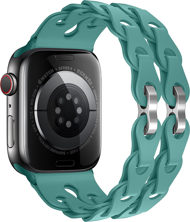 Silikonový řetízkový řemínek pro Apple Watch 38/40/41/42(S10)mm Barva náramku: Tlumená zelená