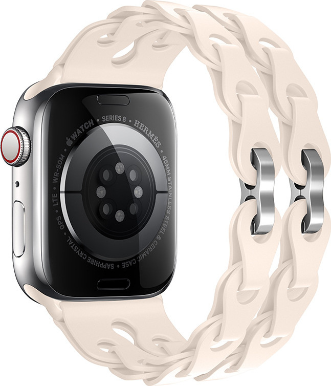 Silikonový řetízkový řemínek pro Apple Watch 42/44/45/46/49mm Barva náramku: Slonová kost