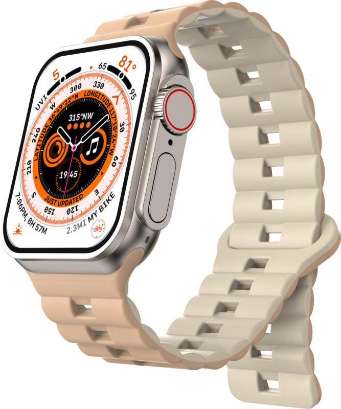 Magnetický silikonový řemínek pro Apple Watch 38/40/41/42(S10)mm Barva: Béžový