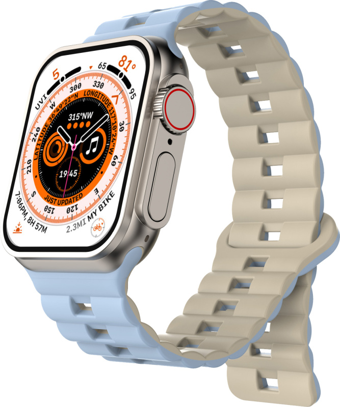 Magnetický silikonový řemínek pro Apple Watch 42/44/45/46/49mm Barva: Modro-béžový