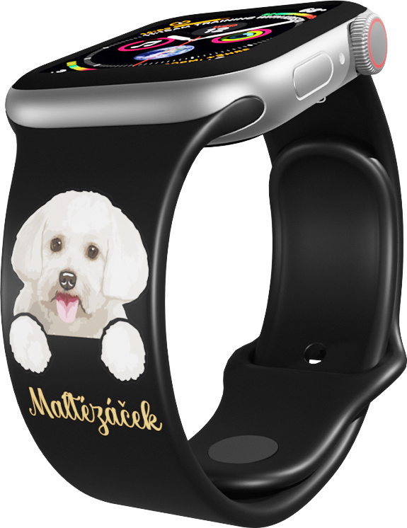Apple watch řemínek Maltézský psík Rozměr: 42/44/45/46/49mm, barva pásku: černá