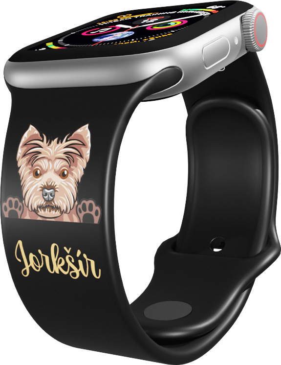 Apple watch řemínek Jorkšírský teriér Rozměr: 38/40/41/42(S10)mm, barva pásku: černá