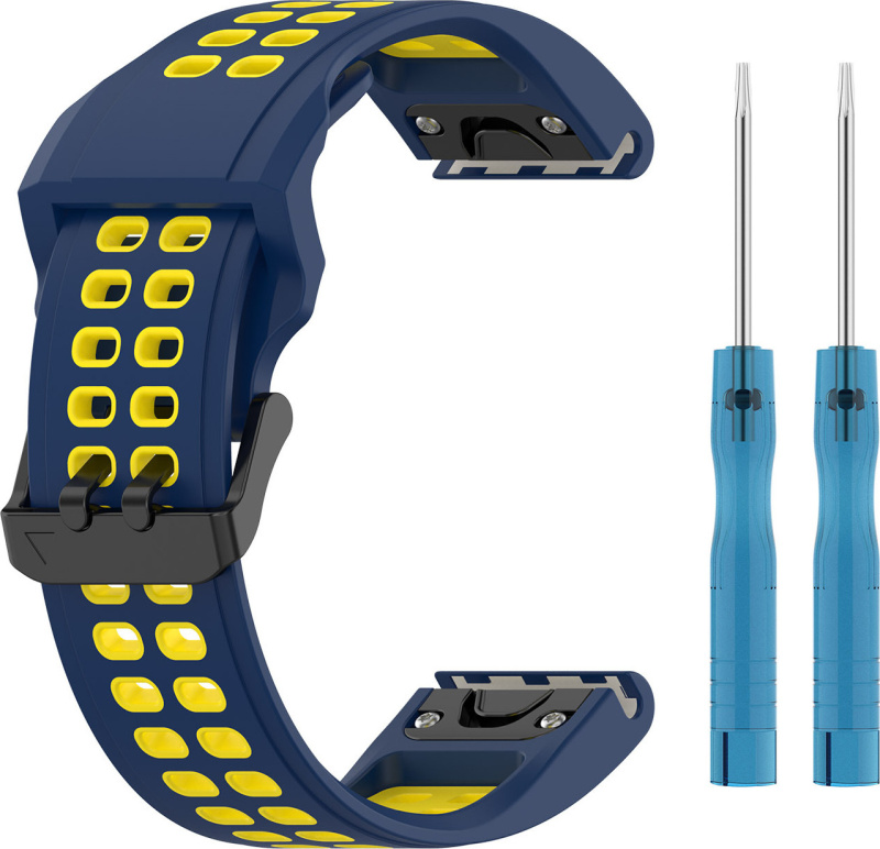 QuickFit perforovaný řemínek s přezkou 20mm Barevná varianta: Tmavěmodro-žlutý