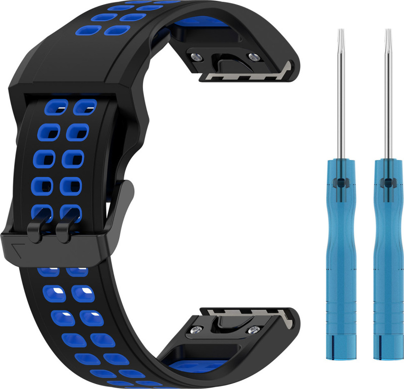 QuickFit perforovaný řemínek s přezkou 20mm Barevná varianta: Černo-Modrý