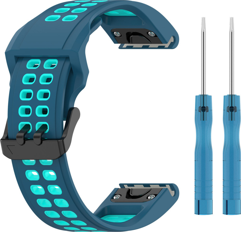 QuickFit perforovaný řemínek s přezkou 22mm Barevná varianta: Tyrkysovo-modrý