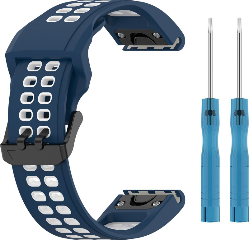 QuickFit perforovaný řemínek s přezkou 22mm Barevná varianta: Tmavěmodro-Bílý