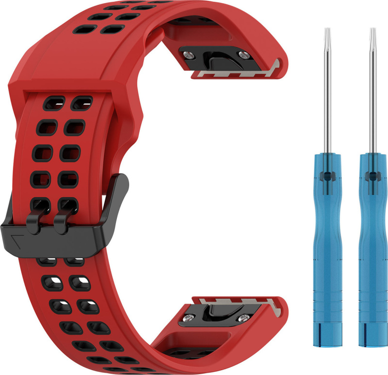 QuickFit perforovaný řemínek s přezkou 22mm Barevná varianta: Červeno-Černý