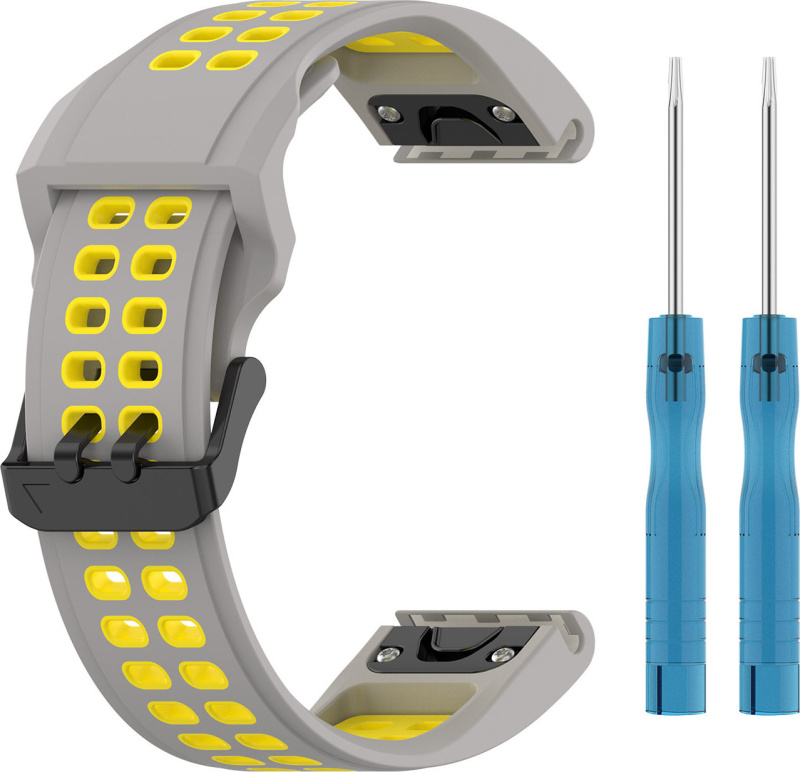 QuickFit perforovaný řemínek s přezkou 26mm Barevná varianta: Šedo-Žlutý