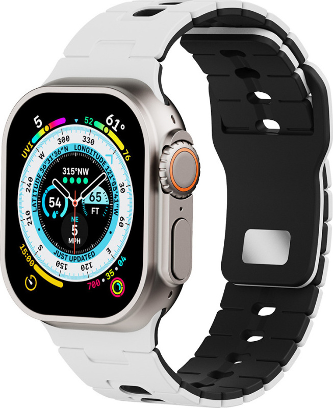 Perforovaný dvojbarevný řemínek pro Apple Watch 42/44/45/46/49mm Barva: Bílo-Černý