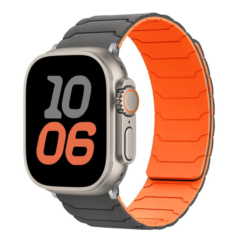 Silikonový magnetický řemínek pro Apple Watch 38/40/41/42(S10)mm Barva: Šedo-oranžový