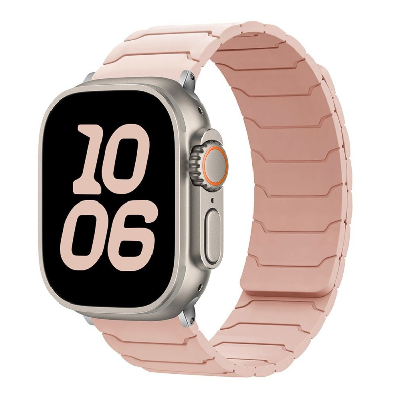 Silikonový magnetický řemínek pro Apple Watch 42/44/45/46/49mm Barva: Pískově růžový