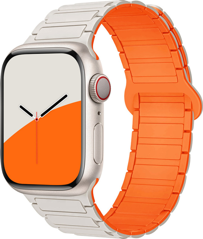 Dvojbarevný magnetický řemínek pro Apple Watch 38/40/41/42(S10)mm Barva: Béžovo-oranžový