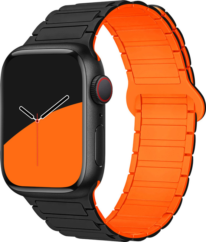 Dvojbarevný magnetický řemínek pro Apple Watch 38/40/41/42(S10)mm Barva: Černo-oranžový